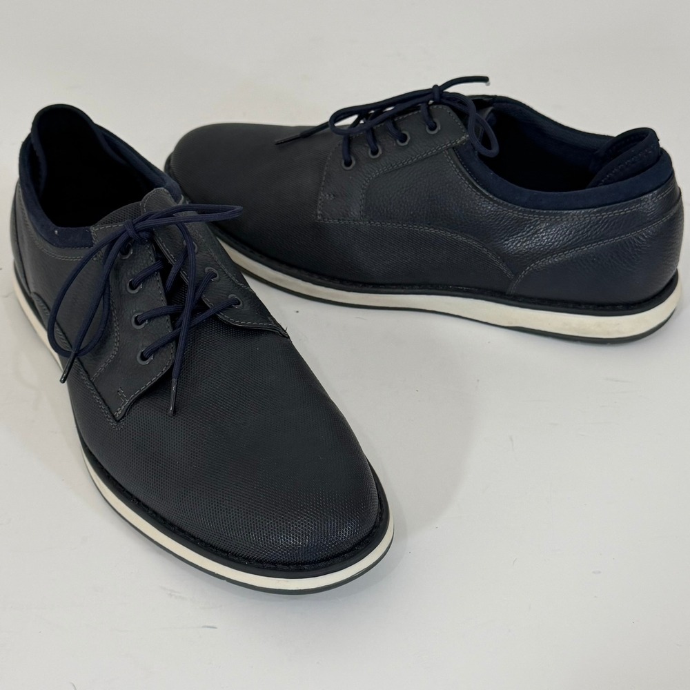 Aldo‎ Casual Derby Shoes Men's 12 Navy Blue Mixed Texture Modern Comfort Sneaker